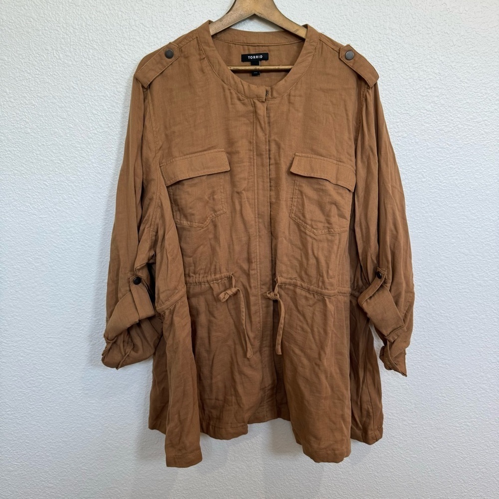 Torrid- Double Gauze Fold Tie Waist Utility Jacket